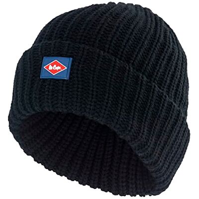 Lee Cooper Unisex tjock spannmål med fleece voering beanie mössa, svart, en storlek EU Lee Cooper Unisex tjock spannmål med fleece voering beanie mössa, svart, en storlek EU