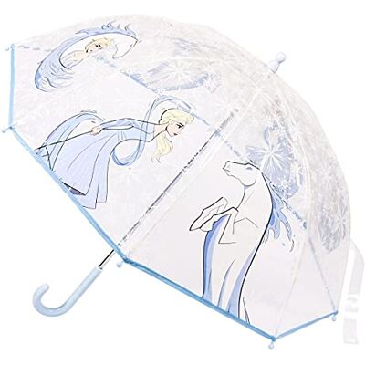 CERDÁ LIFE'S LITTLE MOMENTS Textiel Trade Transparent paraply för barn Frost II Elsa och häst, Färg: blå, Taille Unique CERDÁ LIFE'S LITTLE MOMENTS Textiel Trade Transparent paraply för barn Frost II Elsa och häst, Färg: blå, Taille Unique