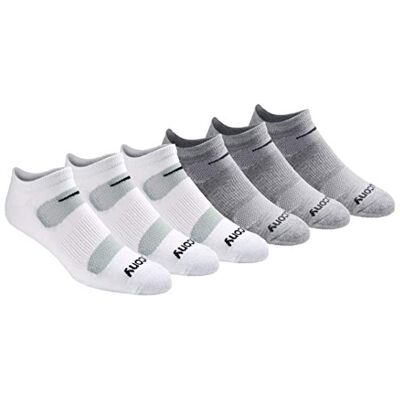 Saucony löparstrumpor för män (paket med 6), Grå mode (6 par), Shoe Size: 13-15 Saucony löparstrumpor för män (paket med 6), Grå mode (6 par), Shoe Size: 13-15