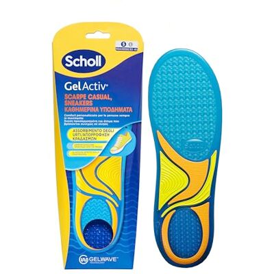 Scholl GelActiv Insoles Casual Shoes and Sneakers, Memory Foam Insoles with GelWave Shock Absorbing Technology, Comfort for People Always on The Motion, Size S Scholl GelActiv Insoles Casual Shoes and Sneakers, Memory Foam Insoles with GelWave Shock Absorbing Technology, Comfort for People Always on The Motion, Size S