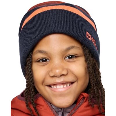 Jack Wolfskin Stripy Knit Beanie K, unisex barn basker, nattblå, Jack Wolfskin Stripy Knit Beanie K, unisex barn basker, nattblå,