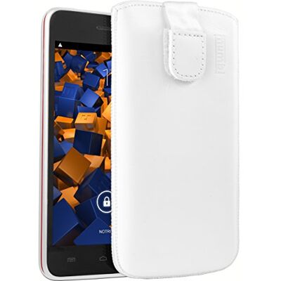 mumbi äkta läderfodral kompatibel med Wiko Jimmy skal läder väska Case Wallet, vit mumbi äkta läderfodral kompatibel med Wiko Jimmy skal läder väska Case Wallet, vit