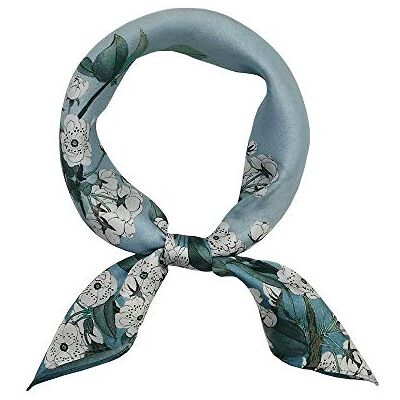 FONYVE 100% mullbärssilke halsdukar för kvinnor lätt fyrkantig satinhuvudscarf liten silkeshalsduk för sömn 53 cm x 53 cm, 23 blommor blå, S FONYVE 100% mullbärssilke halsdukar för kvinnor lätt fyrkantig satinhuvudscarf liten silkeshalsduk för sömn 53 cm x 53 cm, 23 blommor blå, S