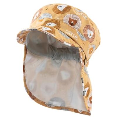 Sterntaler Unisex toppmössa med nackskydd av bomull tryckt med lejon solhatt, Guldbrun, 47 Sterntaler Unisex toppmössa med nackskydd av bomull tryckt med lejon solhatt, Guldbrun, 47