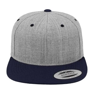 Flexfit Unisex klassisk Snapback 2-tons keps, för kvinnor och män, finns i 17 färger, en storlek passar alla, Heather grå/marinblå, one size Flexfit Unisex klassisk Snapback 2-tons keps, för kvinnor och män, finns i 17 färger, en storlek passar alla, Heather grå/marinblå, one size