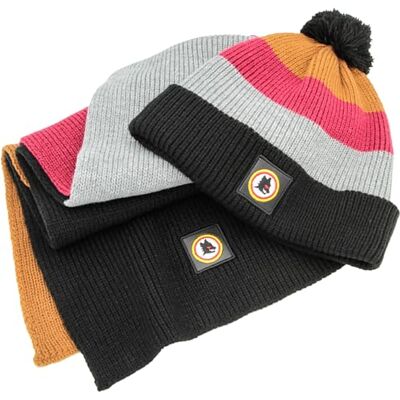 AS Roma IMMA SET Vuxen Design LOGO LOGO Läder Patch KNITTED SKIPPER BEANIE & SCARF AS Roma IMMA SET Vuxen Design LOGO LOGO Läder Patch KNITTED SKIPPER BEANIE & SCARF