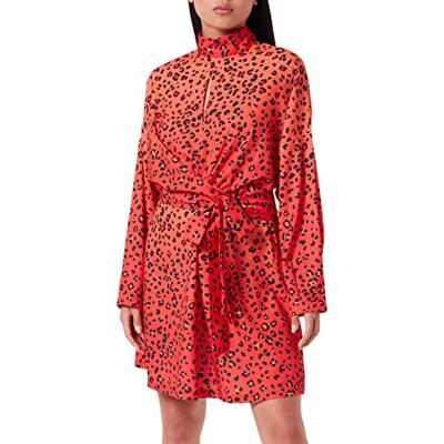Liquorish kvinnors leopardtryck ombre klänning med öppen hals detalj i orange bröllop, Röd, 38 Liquorish kvinnors leopardtryck ombre klänning med öppen hals detalj i orange bröllop, Röd, 38