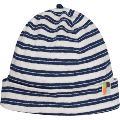 loud + proud unisex barn ränder med linne, tillverkad av ekologisk bomull, GOTS certifierad beanie-mössa, Ultraamarin, 51-52 loud + proud unisex barn ränder med linne, tillverkad av ekologisk bomull, GOTS certifierad beanie-mössa, Ultraamarin, 51-52