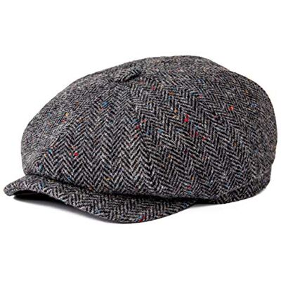 BOTVELA herr 8 paneler ullblandning Newsboy platt keps fiskbensmönstrad tweed hatt, Fläckig grå, 7 5/8 BOTVELA herr 8 paneler ullblandning Newsboy platt keps fiskbensmönstrad tweed hatt, Fläckig grå, 7 5/8