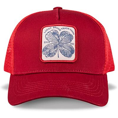 Lucky Brand Standard Clover Patch Truckerkeps, röd, en storlek Lucky Brand Standard Clover Patch Truckerkeps, röd, en storlek