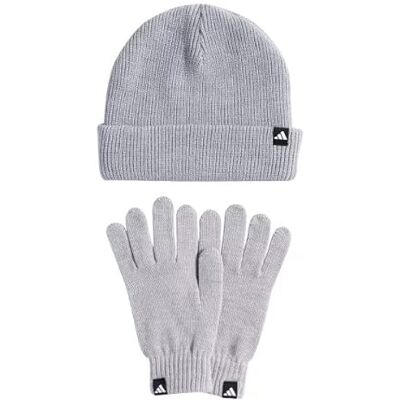 adidas unisex vuxen Glove + Beanie Pack Hat, Light Grey Heather/White, S-M adidas unisex vuxen Glove + Beanie Pack Hat, Light Grey Heather/White, S-M