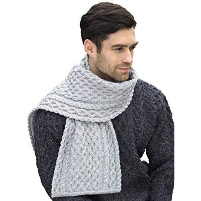 Aran Crafts Ireland Aran Crafts Irish Soft Cable Stickad ull Trellis Pattern Scarf (X4840-SGRY) Aran Crafts Ireland Aran Crafts Irish Soft Cable Stickad ull Trellis Pattern Scarf (X4840-SGRY)