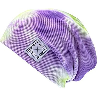 CHILLOUTS Damhatt Ubud lång beanie, lila/grön, en CHILLOUTS Damhatt Ubud lång beanie, lila/grön, en
