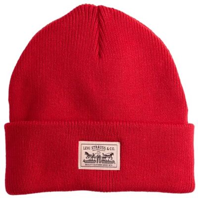 Levi's Backpatch Beanie för män, Rytmisk röd, one size Levi's Backpatch Beanie för män, Rytmisk röd, one size