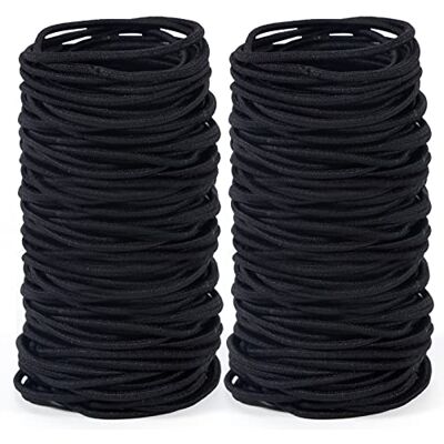 ChouchouFille 200 st elastiska hårband, elastiska hårband för flickor, 2 mm elastisk svart sömlös för dam, flicka och barn ChouchouFille 200 st elastiska hårband, elastiska hårband för flickor, 2 mm elastisk svart sömlös för dam, flicka och barn