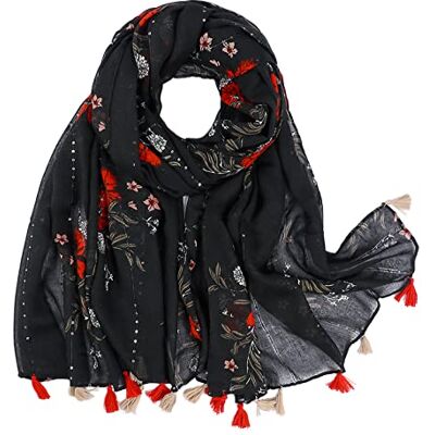 Yeieeo Boho halsduk för kvinnor lätt blommig tryckt halsduk höst vinter mode fransad sjal, Blommig 17, M Yeieeo Boho halsduk för kvinnor lätt blommig tryckt halsduk höst vinter mode fransad sjal, Blommig 17, M
