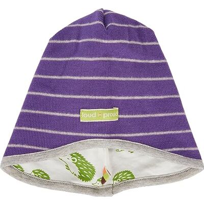 loud + proud unisex barn vändbar mössa randig GOTS certifierad beanie-mössa, violett, 42-44 loud + proud unisex barn vändbar mössa randig GOTS certifierad beanie-mössa, violett, 42-44