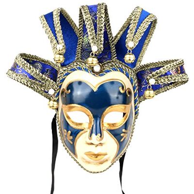 YU FENG Maskerad, munter gycklarmask – Cosplay för Mardi Gras, examen, dans och födelsedagsfest, att bära eller använda som dekoration för män och kvinnor (blå) YU FENG Maskerad, munter gycklarmask – Cosplay för Mardi Gras, examen, dans och födelsedagsfest, att bära eller använda som dekoration för män och kvinnor (blå)
