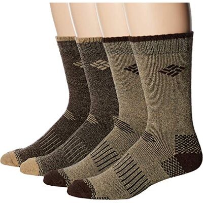 Columbia Men's 4 Pack Mid-Calf Check Crew Socks, Khaki/Brown, 10-13/Shoe Size 6-12 Columbia Men's 4 Pack Mid-Calf Check Crew Socks, Khaki/Brown, 10-13/Shoe Size 6-12