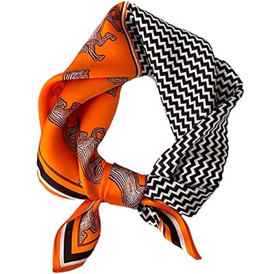 Aufeel Dam 100% ren mullbärssilke liten fyrkantig halsduk – halsduk kvinnor – silkesscarf – 53 cm x 53 cm, Orange häst, Small Aufeel Dam 100% ren mullbärssilke liten fyrkantig halsduk – halsduk kvinnor – silkesscarf – 53 cm x 53 cm, Orange häst, Small