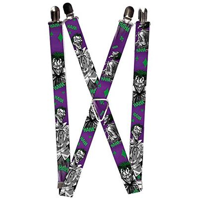Buckle-Down Spänne ner unisex hängslen-joker skrattande poser Haha lila/grön/svart/wh, mång, en storlek Buckle-Down Spänne ner unisex hängslen-joker skrattande poser Haha lila/grön/svart/wh, mång, en storlek