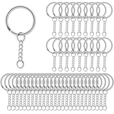 AiQInu 100 st 25 mm nyckelringar med kedja, nyckelring med delad kedja, gör-det-själv nyckelring för nyckelhållare hantverk silver AiQInu 100 st 25 mm nyckelringar med kedja, nyckelring med delad kedja, gör-det-själv nyckelring för nyckelhållare hantverk silver