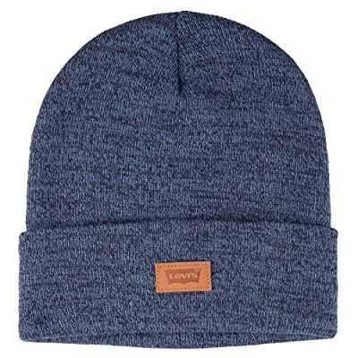 Levi's Unisex klassisk varm vinterstickad mössa med fleece fodrad för kvinnor och män beanie-mössa, Blåmelerad, one size Levi's Unisex klassisk varm vinterstickad mössa med fleece fodrad för kvinnor och män beanie-mössa, Blåmelerad, one size