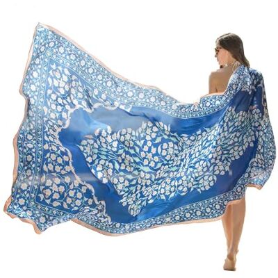 DANA XU Resesjal för sommaren, extra stor blommig sjal, överdimensionerad mjuk sjal för aftonklänningar, 100% mullbärssilke, 90 * 43.3 inches (2.3 * 1.1m) DANA XU Resesjal för sommaren, extra stor blommig sjal, överdimensionerad mjuk sjal för aftonklänningar, 100% mullbärssilke, 90 * 43.3 inches (2.3 * 1.1m)