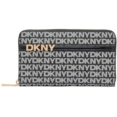 DKNY kvinnors avril zip runtom plånbok billig, svart och svart logotyp, Svart och svart logotyp, Large DKNY kvinnors avril zip runtom plånbok billig, svart och svart logotyp, Svart och svart logotyp, Large