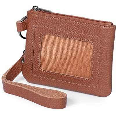 Otto Angelino Äkta läder ID-plånbok med dragkedja med handledsrem – unisex, Brun, en storlek Otto Angelino Äkta läder ID-plånbok med dragkedja med handledsrem – unisex, Brun, en storlek