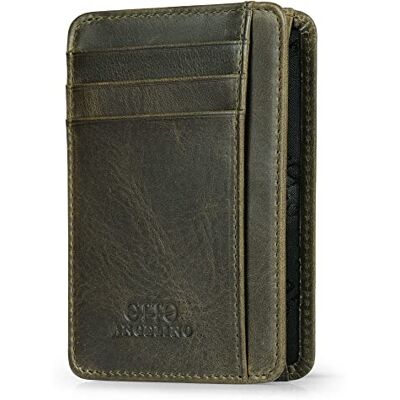 Otto Angelino Plånbok i äkta läder korthållare bankkort, pengar, körkort unisex, gRÖN, en storlek Otto Angelino Plånbok i äkta läder korthållare bankkort, pengar, körkort unisex, gRÖN, en storlek