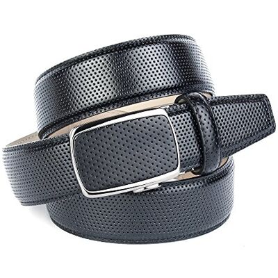 Crown Designer herrbälte läder svart 3,5 cm bredd automatisk 90–120 cm/30HF10, svart, 115 Crown Designer herrbälte läder svart 3,5 cm bredd automatisk 90–120 cm/30HF10, svart, 115