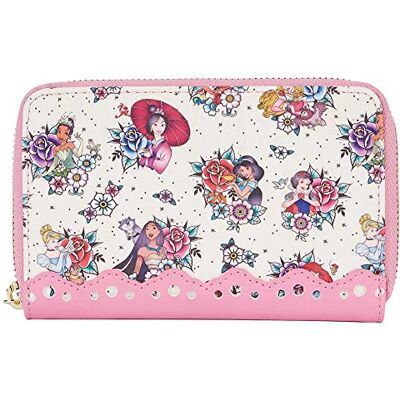 Loungefly Disney Princess tatuering plånbok i konstläder med dragkedja runtom runtom, flerfärgad/havsvågor (Ocean Tides), en storlek passar alla Loungefly Disney Princess tatuering plånbok i konstläder med dragkedja runtom runtom, flerfärgad/havsvågor (Ocean Tides), en storlek passar alla