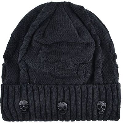 K KISSBAOBEI KISSBAOBEI Unisex män kvinnor skalle stickad mössa mössa mössa för vinter, svart, en storlek K KISSBAOBEI KISSBAOBEI Unisex män kvinnor skalle stickad mössa mössa mössa för vinter, svart, en storlek