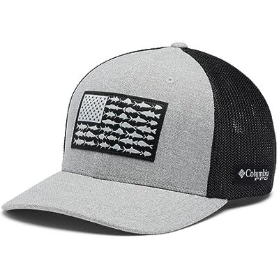 Columbia PFG nätboll keps, Cool grå ljung/grill/amerikansk fiskflagga, S/M Columbia PFG nätboll keps, Cool grå ljung/grill/amerikansk fiskflagga, S/M