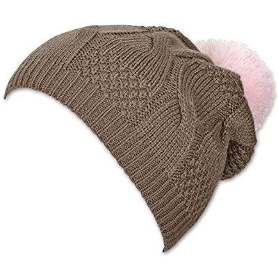 Sterntaler Stickad mössa för bebisar och flickor, färgglad tofs-mössa, BRUN, 53 cm Sterntaler Stickad mössa för bebisar och flickor, färgglad tofs-mössa, BRUN, 53 cm