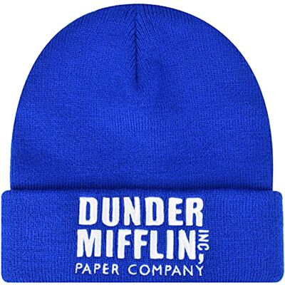 Concept One The Office herr Dunder Mifflin Paper Company manschettstickad akryl mössa hatt, blå, en storlek, BLÅ, one size Concept One The Office herr Dunder Mifflin Paper Company manschettstickad akryl mössa hatt, blå, en storlek, BLÅ, one size