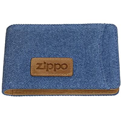 Zippo -kortfodral – Denim – Blå, brun – Kreditkortsfodral för dam och herr– 4 kortfack, 3 fickor Zippo -kortfodral – Denim – Blå, brun – Kreditkortsfodral för dam och herr– 4 kortfack, 3 fickor