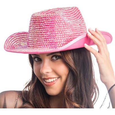 Chaks Cowboyhatt med strass, västerländsk hatt, rodeohatt för karneval, festival och svensexor Chaks Cowboyhatt med strass, västerländsk hatt, rodeohatt för karneval, festival och svensexor