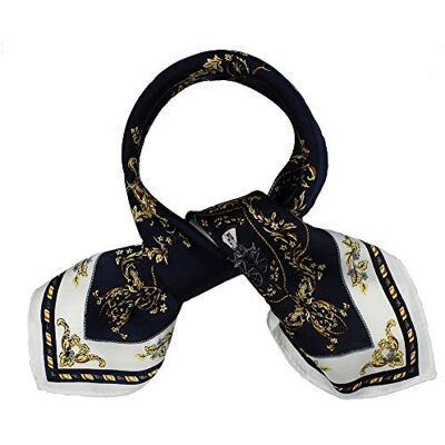 ANDANTINO Scarf av 100% mullbärssilke, 53 cm, lätt, fyrkantig, andningsaktiv halsduk, digitaltryckt, presentförpackad, marinblå, M ANDANTINO Scarf av 100% mullbärssilke, 53 cm, lätt, fyrkantig, andningsaktiv halsduk, digitaltryckt, presentförpackad, marinblå, M