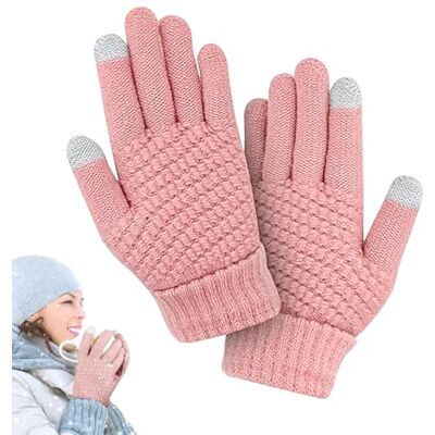 Lafefe Värmehållare termiska handskar för kvinnor, stickade termiska vantar, pekskärm vinterhandskar, tjockare fleecefodrade vindtäta håll värmen sms handskar elastisk manschett halkskydd (rosa) Lafefe Värmehållare termiska handskar för kvinnor, stickade termiska vantar, pekskärm vinterhandskar, tjockare fleecefodrade vindtäta håll värmen sms handskar elastisk manschett halkskydd (rosa)
