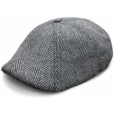 Boston Scally Co. The Original Boston Scally keps – The Peaky Newsboy platt keps – 8 panelhatt för män – grå fiskbensmönstrad, Grå fiskben, S Boston Scally Co. The Original Boston Scally keps – The Peaky Newsboy platt keps – 8 panelhatt för män – grå fiskbensmönstrad, Grå fiskben, S