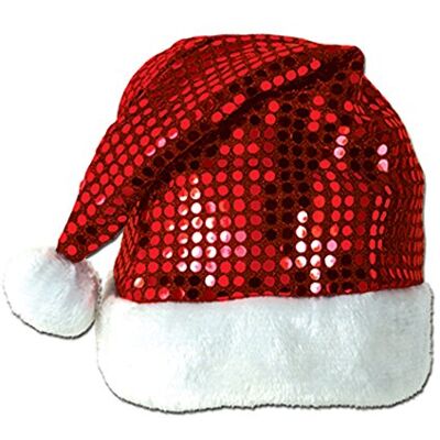 Beistle 20730 paljetter jultomte hatt, röd/vit Beistle 20730 paljetter jultomte hatt, röd/vit