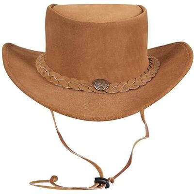 URBAN 5884 Cowboyhatt i äkta mocka, äkta kohud herr/dam västerländsk hatt, formbar brätte och justerbar hakrem, Solbränna, XXL URBAN 5884 Cowboyhatt i äkta mocka, äkta kohud herr/dam västerländsk hatt, formbar brätte och justerbar hakrem, Solbränna, XXL