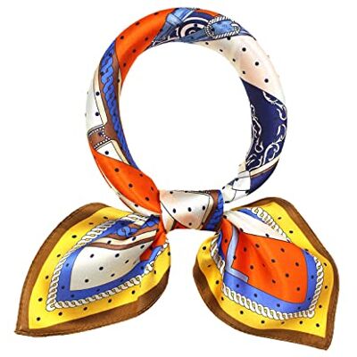 ANDANTINO 100% mullbärssilke, lång halsduk för kvinnor, stora sjalar för huvudscarf och hals, avlånga hårsjalar med presentförpackad, Orange och blå, Medium ANDANTINO 100% mullbärssilke, lång halsduk för kvinnor, stora sjalar för huvudscarf och hals, avlånga hårsjalar med presentförpackad, Orange och blå, Medium