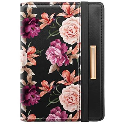Coco Rossi Passfodral resa RFID-blockerande passfodral roséguld söta blommor pass plånbok med elastiskt band för kvinnor, svart, RFID-plånbok Coco Rossi Passfodral resa RFID-blockerande passfodral roséguld söta blommor pass plånbok med elastiskt band för kvinnor, svart, RFID-plånbok