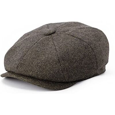 BOTVELA Men's 8 Panel Wool Blend Newsboy Flat Cap Herringbone Tweed Hat (Khaki, 7 5/8) BOTVELA Men's 8 Panel Wool Blend Newsboy Flat Cap Herringbone Tweed Hat (Khaki, 7 5/8)