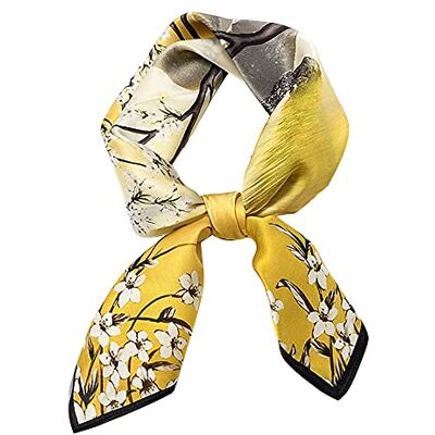 MEISEE 100% ren mullbärssilke, fyrkantig halsduk 27 tum x 27 tum 70 cm huvudscarf för kvinnor, naturlig silkesscarf tryckt huvudduk, Gult träd blomma, 27in MEISEE 100% ren mullbärssilke, fyrkantig halsduk 27 tum x 27 tum 70 cm huvudscarf för kvinnor, naturlig silkesscarf tryckt huvudduk, Gult träd blomma, 27in