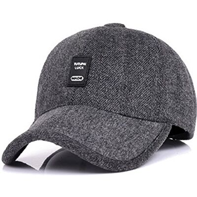 Voilalove Vintervarm ull för män tweed peaked baseballkeps hatt med vikbara öronmuffar värmare, Y-grå, en storlek Voilalove Vintervarm ull för män tweed peaked baseballkeps hatt med vikbara öronmuffar värmare, Y-grå, en storlek