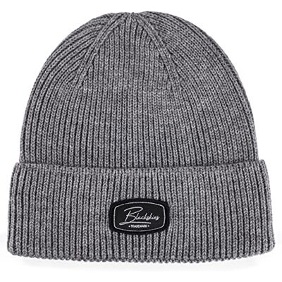 Blackskies Razor Beanie Herr dam vintermössa ullmössa stickad mössa mellerad svart grå lapp, GRÅ, En Storlek Blackskies Razor Beanie Herr dam vintermössa ullmössa stickad mössa mellerad svart grå lapp, GRÅ, En Storlek